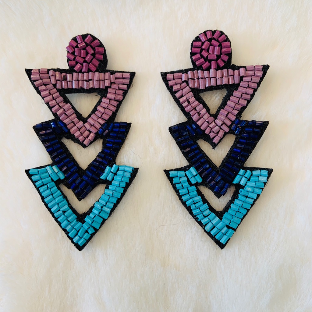 Beaded Statement Dangle Earrings